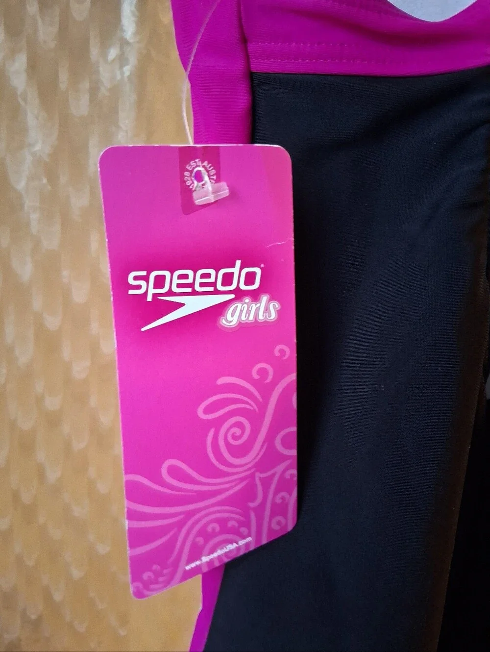 New Speedo Black and Pink/Magenta Girls' One-Piece Swimsuit Size 14